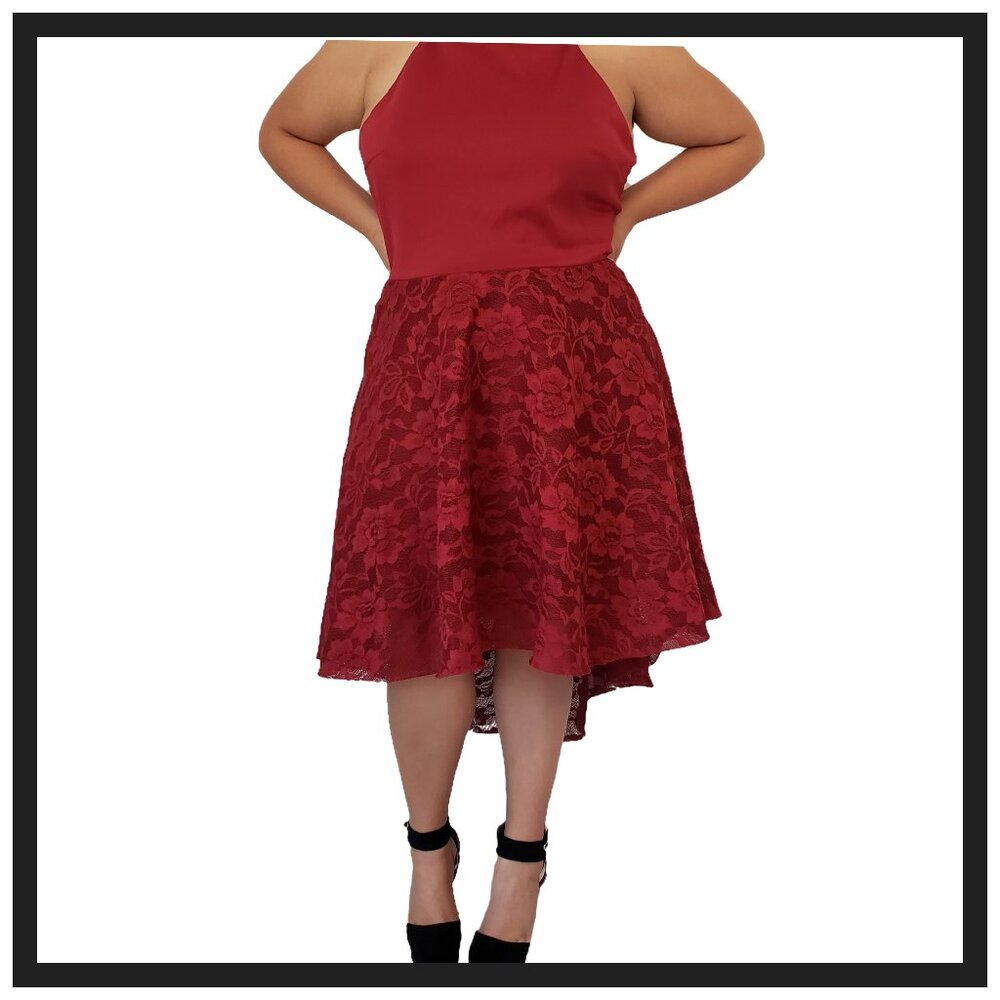 Plus Size Cabernet High-Low Lacey Dress